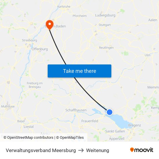 Verwaltungsverband Meersburg to Weitenung map