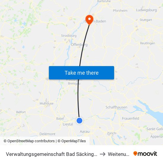 Verwaltungsgemeinschaft Bad Säckingen to Weitenung map