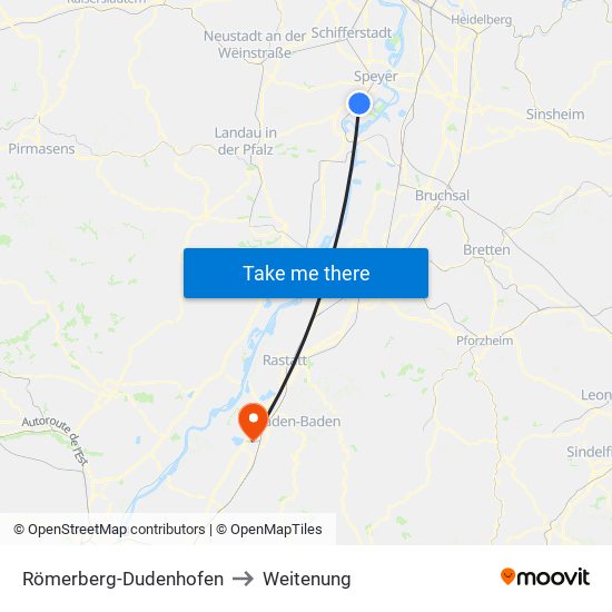 Römerberg-Dudenhofen to Weitenung map