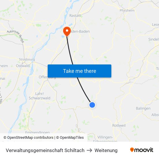 Verwaltungsgemeinschaft Schiltach to Weitenung map