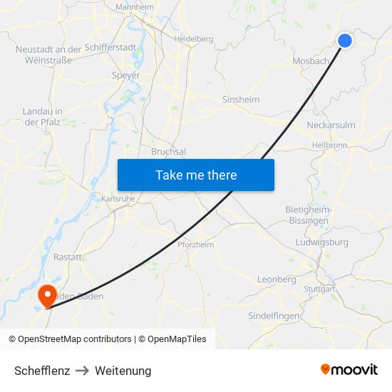 Schefflenz to Weitenung map