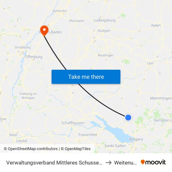 Verwaltungsverband Mittleres Schussental to Weitenung map