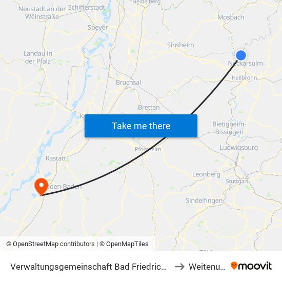 Verwaltungsgemeinschaft Bad Friedrichshall to Weitenung map