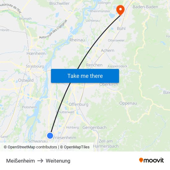 Meißenheim to Weitenung map