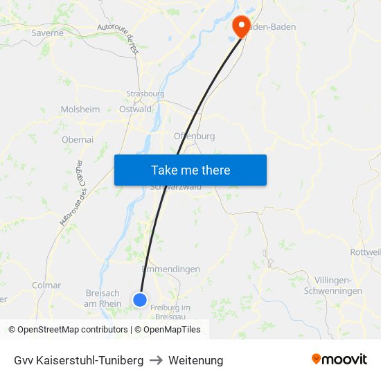 Gvv Kaiserstuhl-Tuniberg to Weitenung map