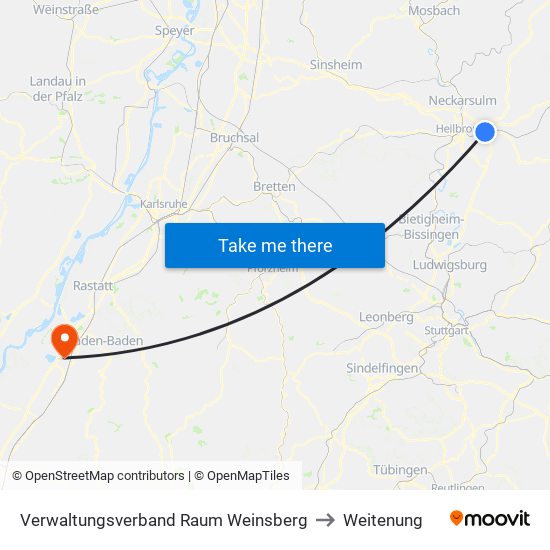 Verwaltungsverband Raum Weinsberg to Weitenung map