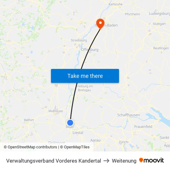 Verwaltungsverband Vorderes Kandertal to Weitenung map