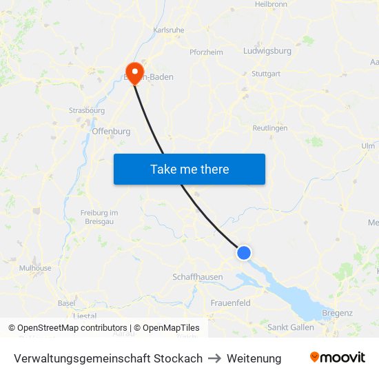 Verwaltungsgemeinschaft Stockach to Weitenung map