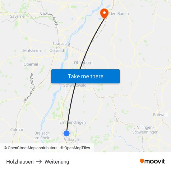 Holzhausen to Weitenung map