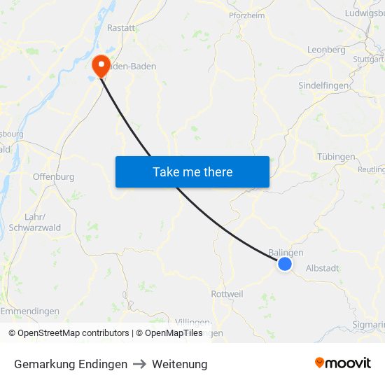 Gemarkung Endingen to Weitenung map