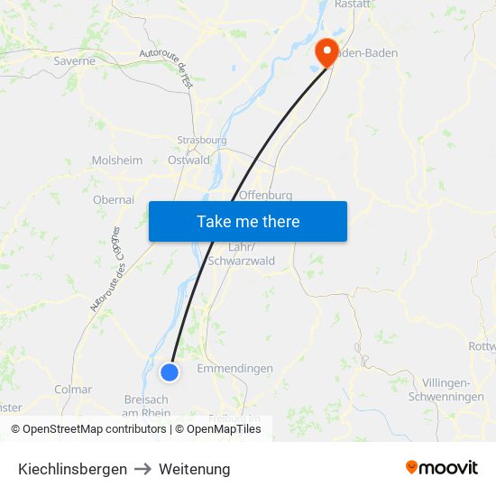 Kiechlinsbergen to Weitenung map