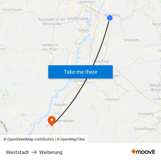 Weststadt to Weitenung map