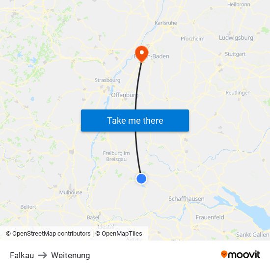 Falkau to Weitenung map