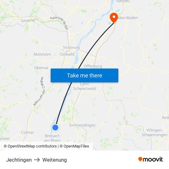 Jechtingen to Weitenung map