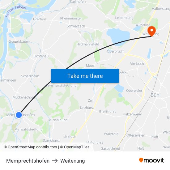 Memprechtshofen to Weitenung map