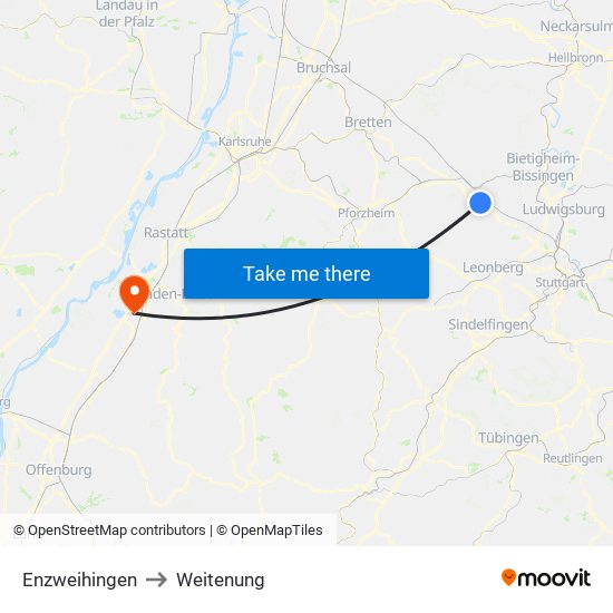 Enzweihingen to Weitenung map