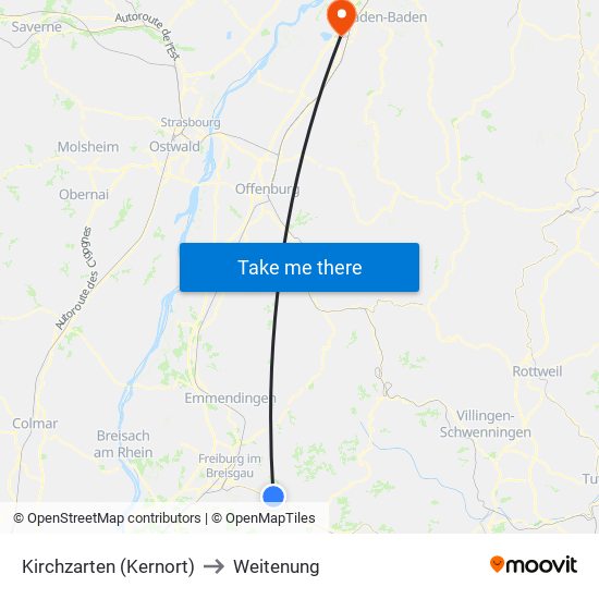 Kirchzarten (Kernort) to Weitenung map