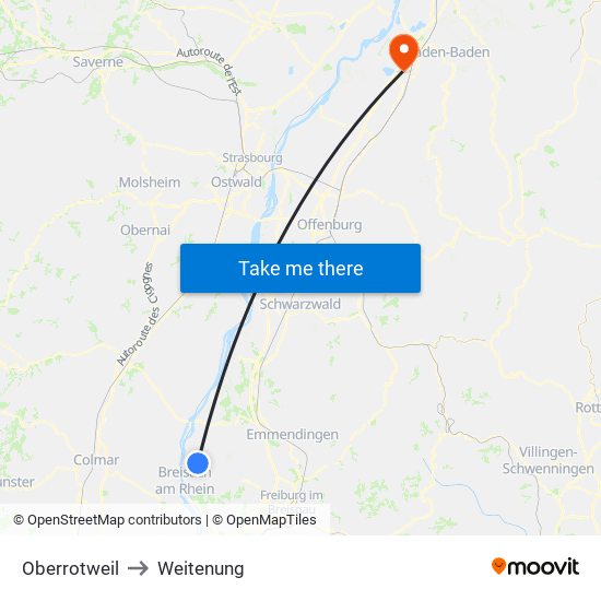 Oberrotweil to Weitenung map