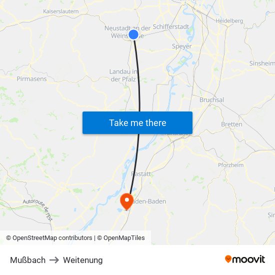 Mußbach to Weitenung map