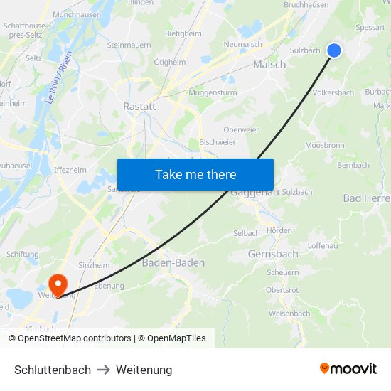 Schluttenbach to Weitenung map