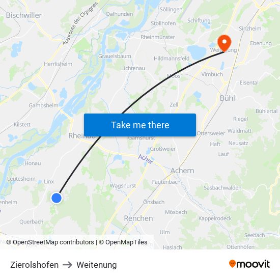 Zierolshofen to Weitenung map