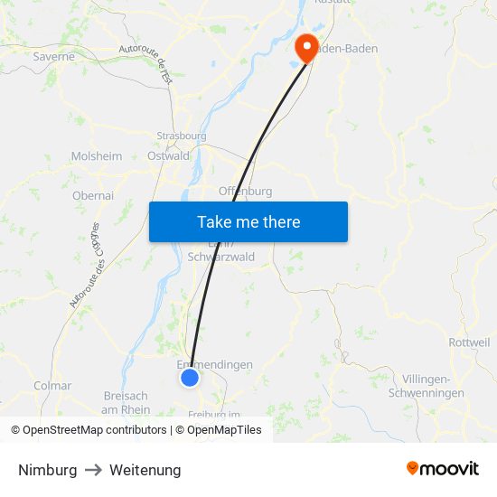 Nimburg to Weitenung map