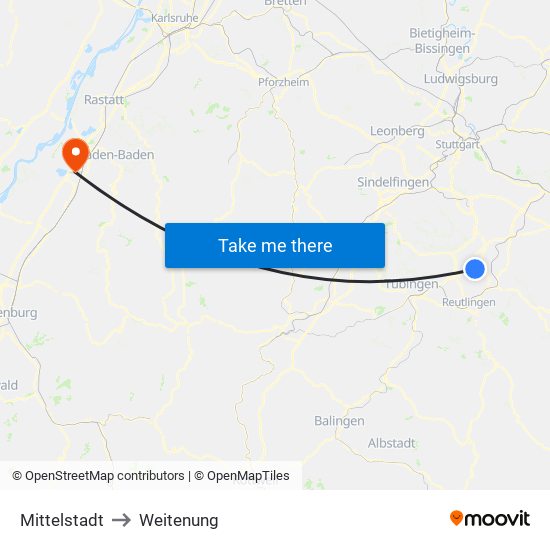 Mittelstadt to Weitenung map