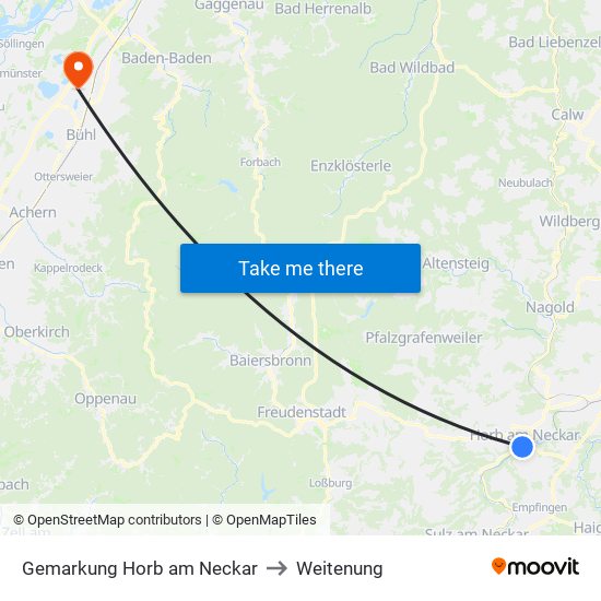 Gemarkung Horb am Neckar to Weitenung map