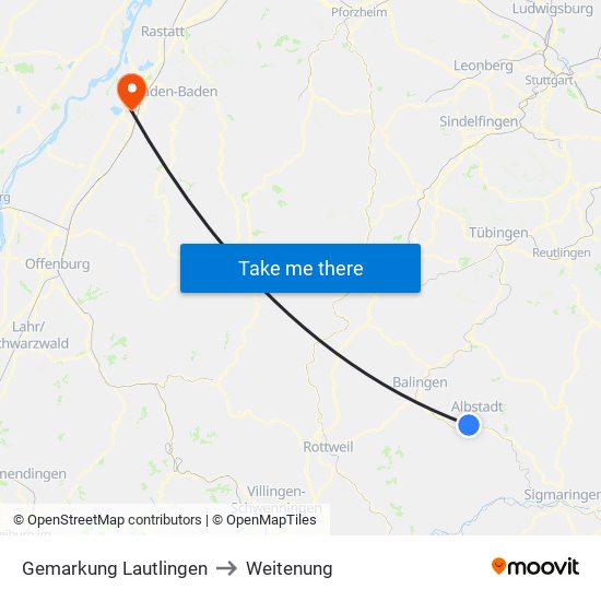 Gemarkung Lautlingen to Weitenung map
