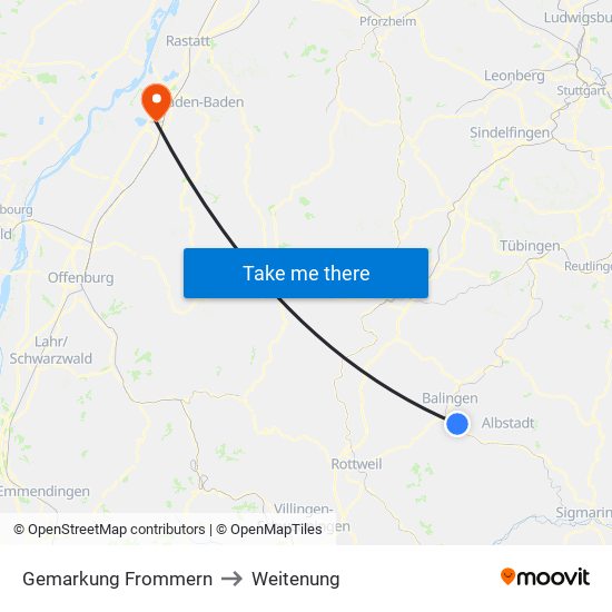 Gemarkung Frommern to Weitenung map