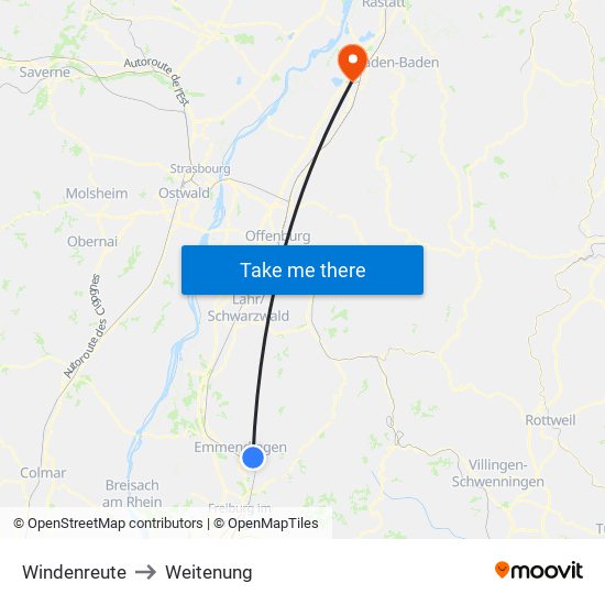 Windenreute to Weitenung map
