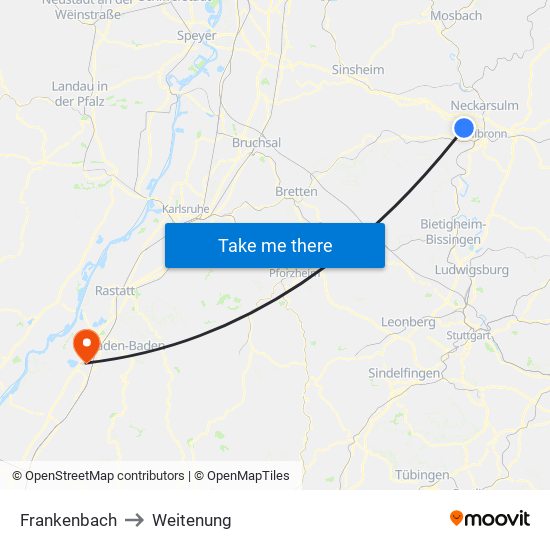 Frankenbach to Weitenung map