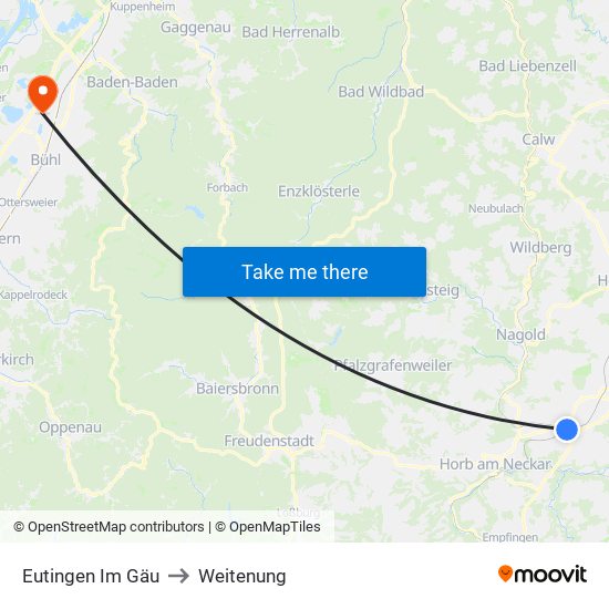 Eutingen Im Gäu to Weitenung map