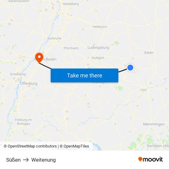 Süßen to Weitenung map