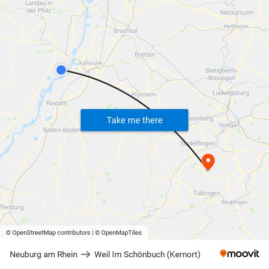 Neuburg am Rhein to Weil Im Schönbuch (Kernort) map