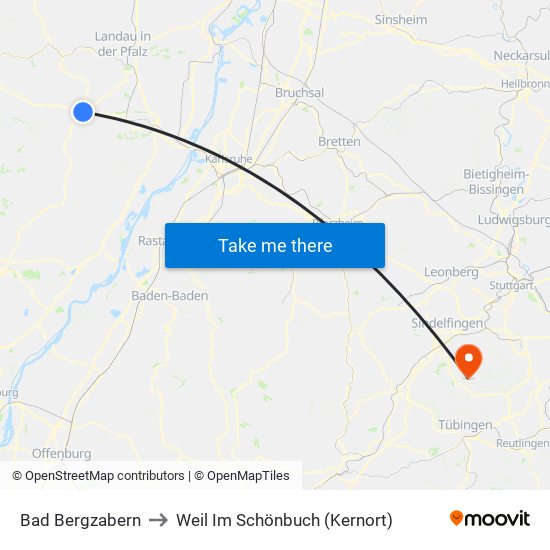 Bad Bergzabern to Weil Im Schönbuch (Kernort) map