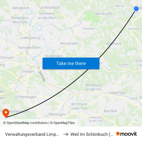 Verwaltungsverband Limpurger Land to Weil Im Schönbuch (Kernort) map