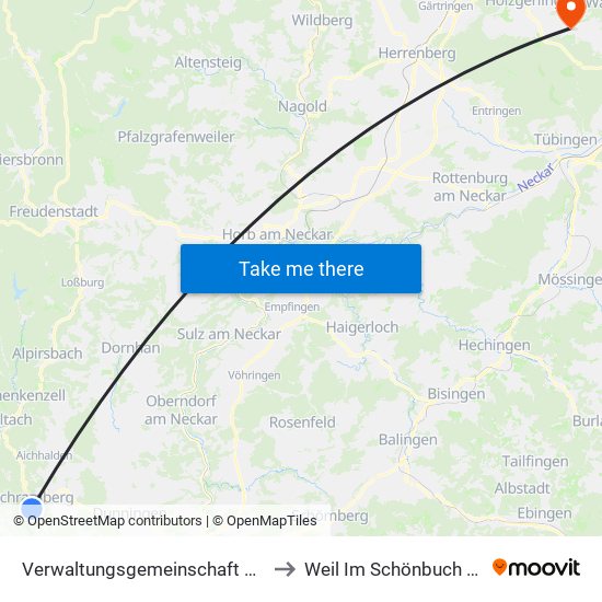 Verwaltungsgemeinschaft Schramberg to Weil Im Schönbuch (Kernort) map