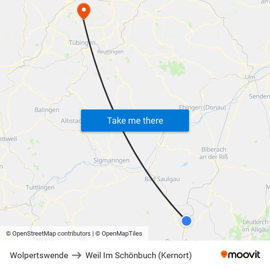 Wolpertswende to Weil Im Schönbuch (Kernort) map