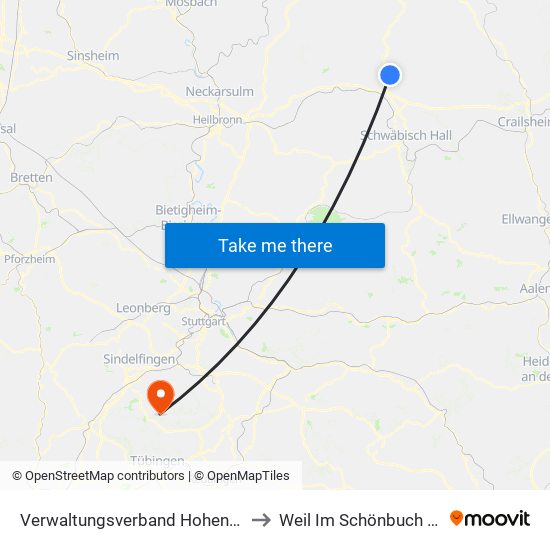 Verwaltungsverband Hohenloher Ebene to Weil Im Schönbuch (Kernort) map