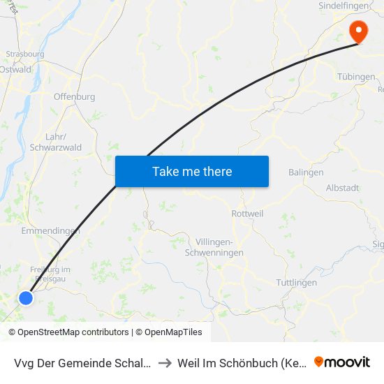 Vvg Der Gemeinde Schallstadt to Weil Im Schönbuch (Kernort) map