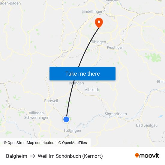 Balgheim to Weil Im Schönbuch (Kernort) map