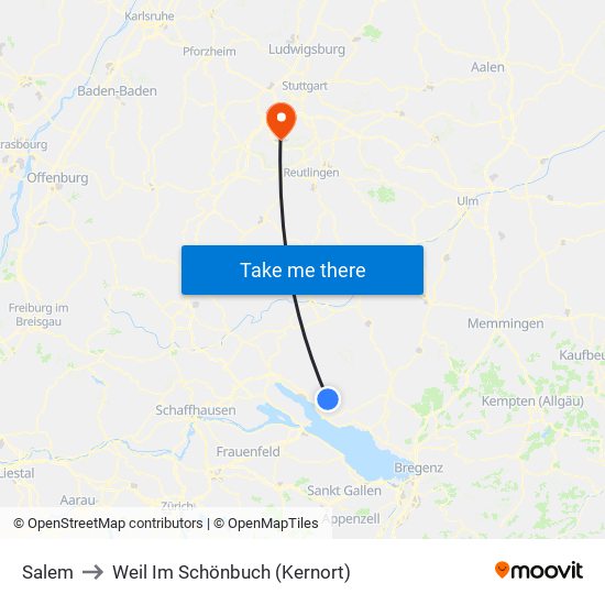 Salem to Weil Im Schönbuch (Kernort) map
