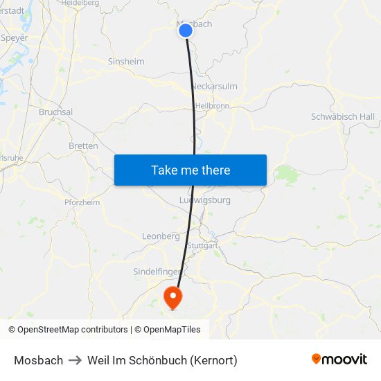 Mosbach to Weil Im Schönbuch (Kernort) map