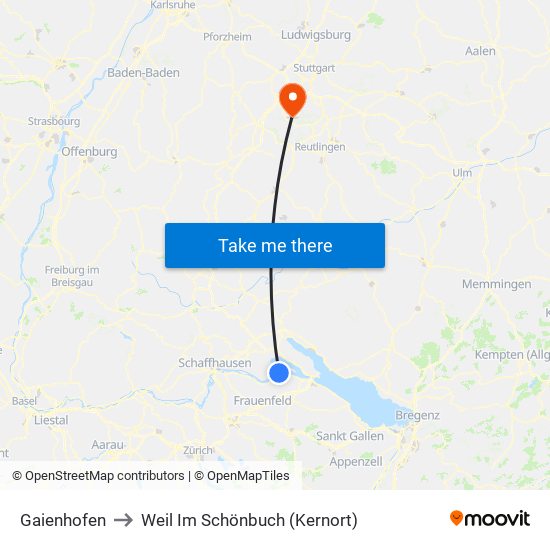 Gaienhofen to Weil Im Schönbuch (Kernort) map