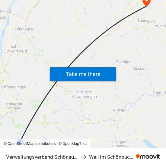 Verwaltungsverband Schönau Im Schwarzwald to Weil Im Schönbuch (Kernort) map