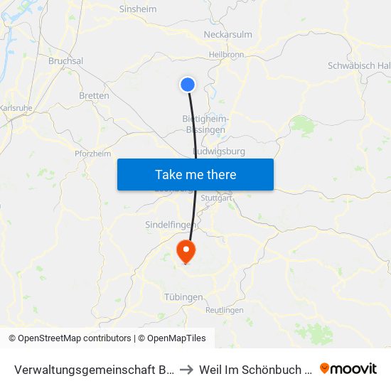 Verwaltungsgemeinschaft Brackenheim to Weil Im Schönbuch (Kernort) map