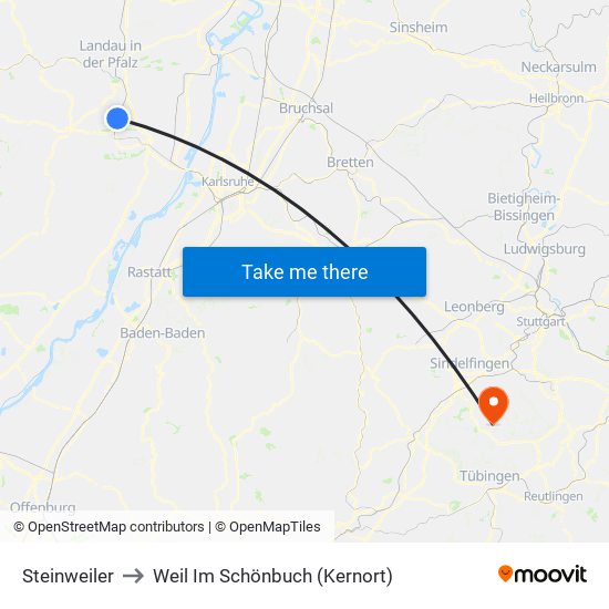Steinweiler to Weil Im Schönbuch (Kernort) map