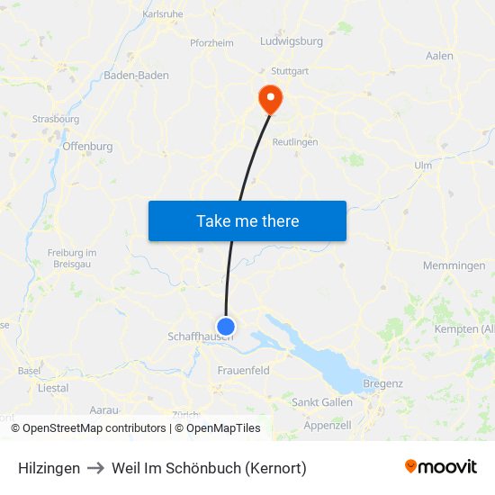 Hilzingen to Weil Im Schönbuch (Kernort) map