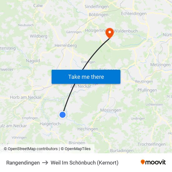 Rangendingen to Weil Im Schönbuch (Kernort) map